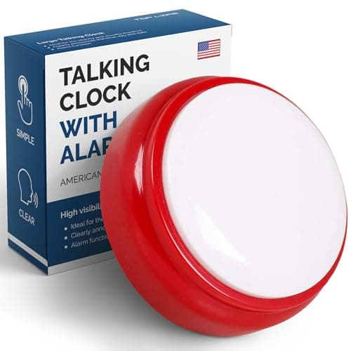 Image of Talking Clock for The Elderly, Blind - Proper English Grammar, Neutral American Accent - Time and Date - Easy to Operate Speaking Alarm Device