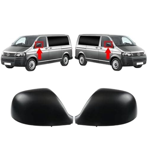 Image of 1 Pair Wing Mirror replacement Cover Caps Car Rearview Mirror Cover Replacement for VW Volkswagen Transporter T5 T5.1 2010-2015, T6 2016-2019 (Black)