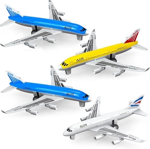Image of Tcvents Airplane Toys, Metal Pull Back Plane Toys for 3 4 5 6 Years Old Boys Girls, Die Cast Aircraft Models, Kids' Play Vehicles Aeroplane Airplanes for Kids Birthday Gifts