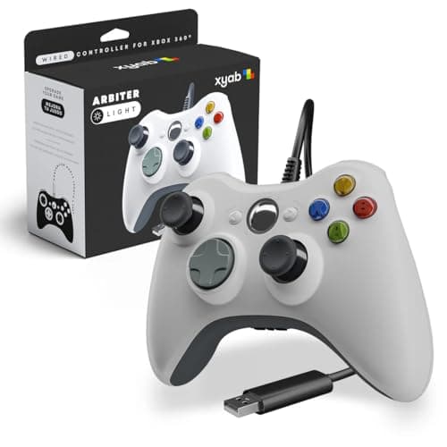 Image of XYAB Wired Controller for X - Box 360 – USB Gamepad Joystick Pad with Dual Vibration – Compatible with X-Box 360 Console & PC Windows – Ergonomic White Gaming Controller