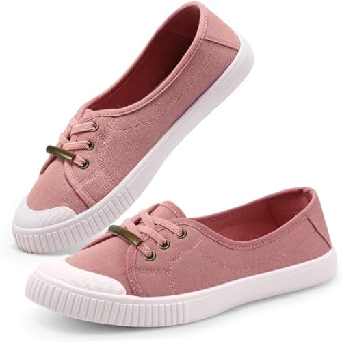 Image of Harvest Land Womens Canvas Shoes Ladies Fashion Plimsolls Soft Trainers Low Top Slip on Sneaker Pink 8