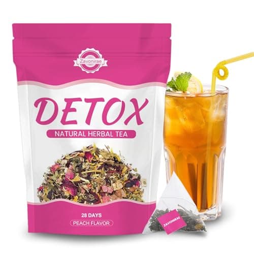 Image of Detox Tea - 28 Days Herbal Tea | Natural Wellness Tea with Green Tea & Dandelion | Gentle Cleanse & Metabolism&Healthy Weight Support | Vegan, Caffeine-Free, Peach Flavour