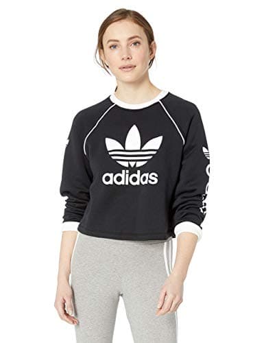 Image of adidas Originals Women's Originals Linear Logo Cropped Sweater, Black, S