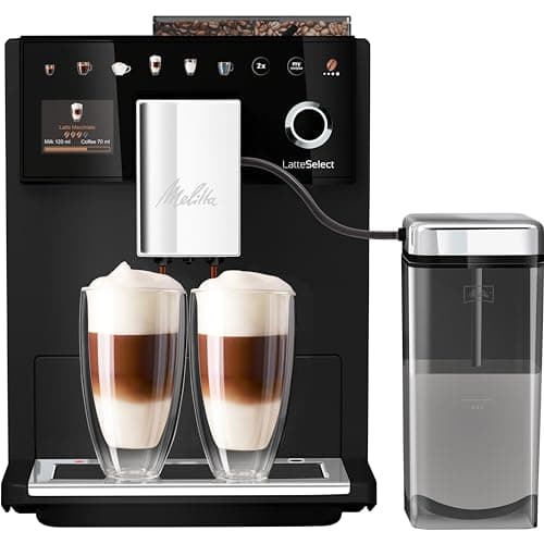Image of Melitta Latte Select F630-212, Bean to Coffee Machine for Office or Home, Stainless Steel, 1400 W, 1.8 Litres, Frosted Black