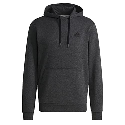 Image of adidas Men's Essentials Fleece Hoodie, dark grey heather/black, S