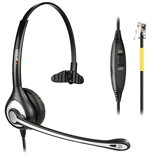 Image of Wantek Telephone Headset with Microphone Noise Cancelling, Mono RJ9 Office Phone Headset Compatible with Yealink T21P T23G T41S T46S T48S Avaya 1608 9608 9611G Grandstream GXP1620 2130 Snom
