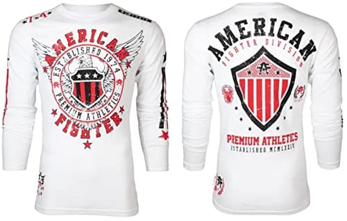 Image of American Fighter Men's Long Sleeve Shirt EXCELSIOR White S-3XL, White, Medium
