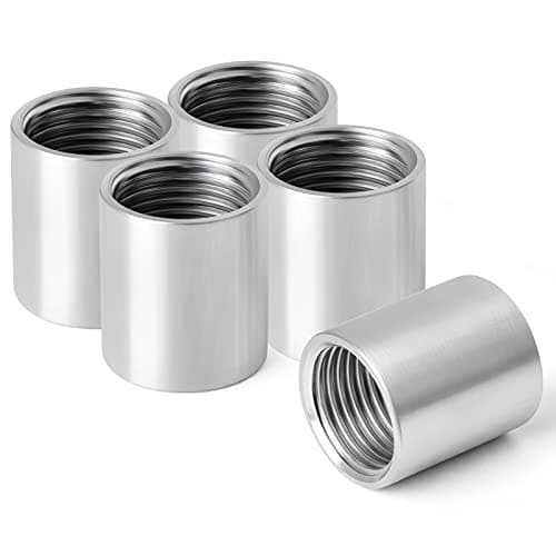 Image of ERGAOBOY 5 Pcs 304 Stainless Steel Pipe Coupling Fitting, 1/4" BSP Female x 1/4" BSP Female Thread Straight Coupling Connectors Adapter Pipe Fittings
