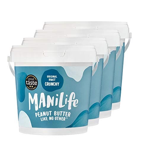 Image of Manilife Peanut Butter Original Roast Crunchy – All Natural, No Palm Oil, No Added Sugar, Single Origin (1kg - Pack of 4)
