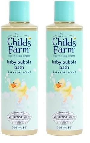 Image of Childs Farm Baby Bedtime Bubble Bath, Baby Soft Scent | Gently Cleanses & Soothes | Suitable for Newborns, Kids & Adults with Sensitive & Dry Skin, 250ml (Pack of 2)