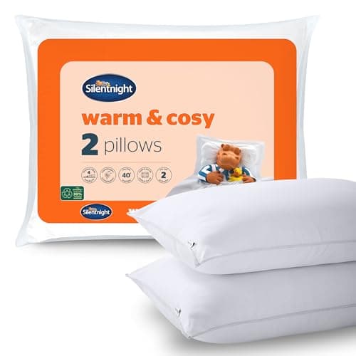 Image of Silentnight Pack of 2 Luxury Warm Cosy Pillows, Hypoallergenic Pillows with Luxurious Stitching for Back and Side Sleepers, Hypoallergenic and Machine Washable White 553704GE, 2 Count (Pack of 1)
