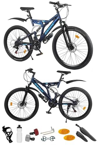 Image of 24", 26”, 27.5 Inch Mountain Bike, Adult Bicycle, Teenager Bike, Sport’s Cycle, Unisex MTB, Men & Women’s Bike,19 KG Lightweight, Dual Suspension, 21 Speed, Double Disc Brakes (27 Inch)