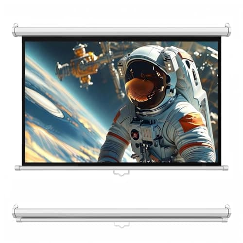 Image of INMOZATA Pull Down Projector Screen 84 Inch Wall & Ceiling Mount Projection Screen with 4:3 Aspect Ratio Matte White Screen & Not-See Through PVC Backing for Home Cinema, School, Office (178x142cm)