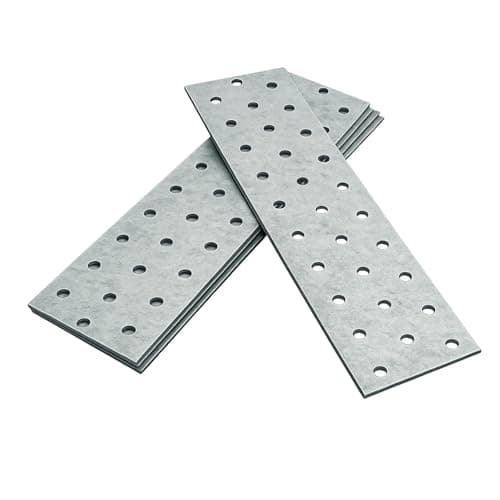 Image of OMIDEAS 5 x Flat Joining Plates (200 x 60 x 2) Connecting Perforated Metal Brace Bracket Timber Wood Fixing Galvanised Steel Repair Connector