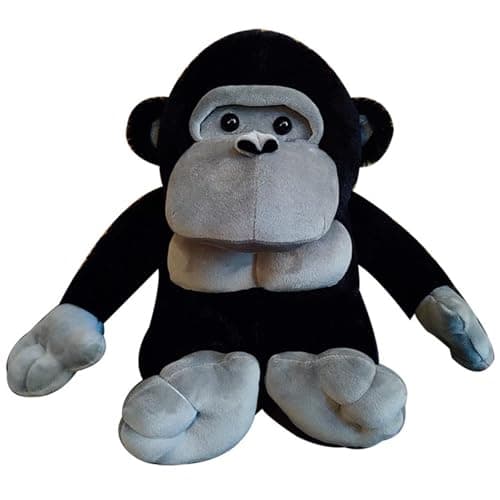Image of KUKUShining Gorilla Plush, Cuddly Soft Stuffed Animal Monkey Doll Sitting Chimpanzee Interactive Plushie Toy Gift for Kids Boys(23cm/9.05in)