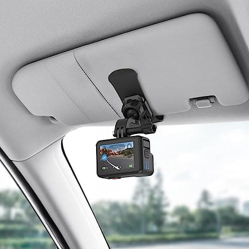 Image of SUREWO Car Sun Visor Mount, Quick Clip Sun Visor Mount with Universal Ball J Hook Compatible with Go Pro Hero 13 12 11 10 9 8 7 6 5 Black,DJI Osmo Action 5 Pro/4/3,AKASO/Campark and Most Action Camera