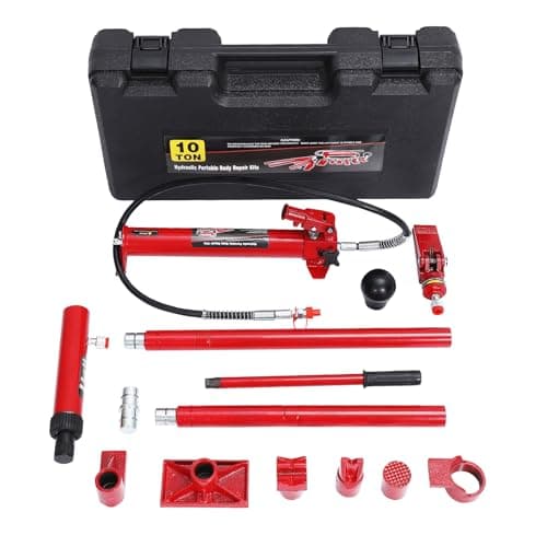 Image of 10 Ton Porta Power Kit, Heavy Duty Hydraulic Auto Body Frame Repair Kit, Hydraulic Porta Power Set with Portable Storage Case for Cars, Trucks, SUVs & More
