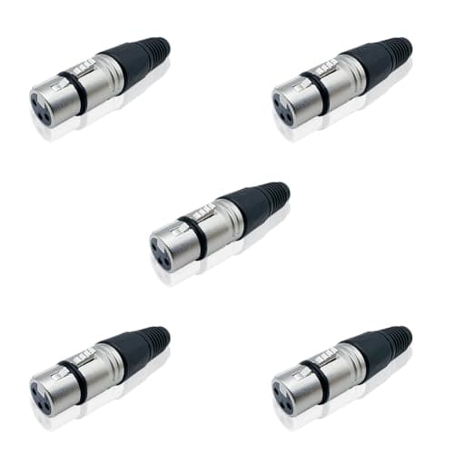 Image of iYueMps 5pcs 3Pin Female XLR Solder Type Microphone Line Plug Connector Mic Audio Socket(5 x XLR Female Adapter)