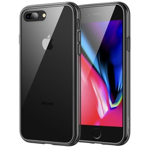 Image of JETech Case for iPhone 8 Plus and iPhone 7 Plus 5.5-Inch, Non-Yellowing Shockproof Phone Bumper Cover, Anti-Scratch Clear Back (Black)