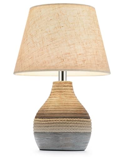 Image of INTELIVE 10" H Small Rechargeable Cordless Ceramic Table Lamp with Remote, RGB & Warm White Light, Timer & Dimmer, Battery Table Lamp with Linen Shade for Patio, Bedroom, Living Room, Dining Table