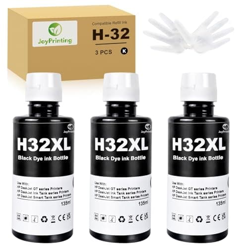 Image of JoyPrinting 32X Ink 135ml Bottle Set Compatible for HP Smart Tank 795 Smart 5000 5101 510 513 514 517 532 533 534 536 539 617 670 675 720 725 750 755 790 551571 651 655 502 (3 Black)