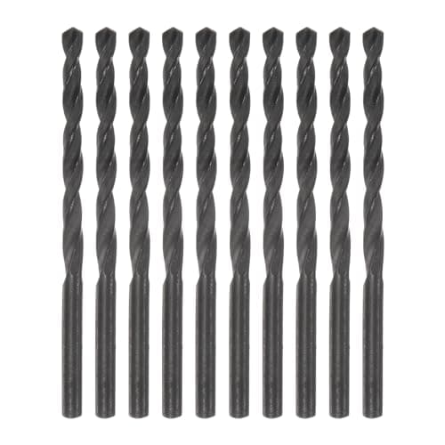 Image of sourcing map 10pcs Jobber Drill Bits 4mm (5/32") Nitride Coated High Speed Steel (HSS) 4241 Twist Drill Bits for Stainless Steel Copper Aluminum Alloy Metal Wood Plastic, Black