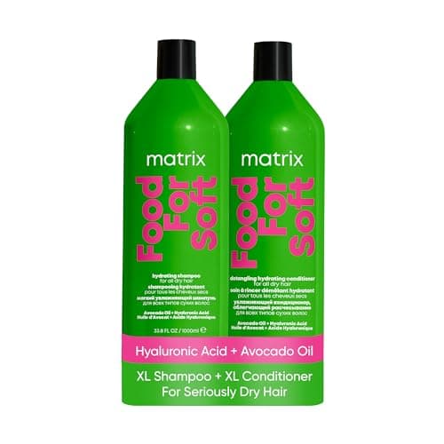 Image of Matrix Food for Soft Hydrating shampoo 1L and detangling conditioner 1L infused with avocado oil and hyaluronic acid, for dry hair, duo