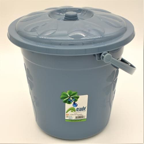 Image of Colour Plastic 20L Bucket with Lid Plus Carry Handle Storage Container Bin Caddy (Light Blue)