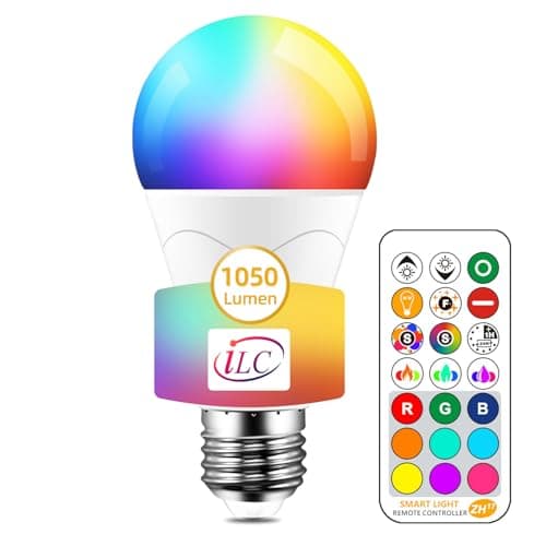 Image of iLC 85W Equivalent Colour Changing Light Bulb Dimmable 12W E27 Edison Screw RGBW LED Color Bulbs, Mood RGB Warm White 2700K Coloured - Remote Controller Included