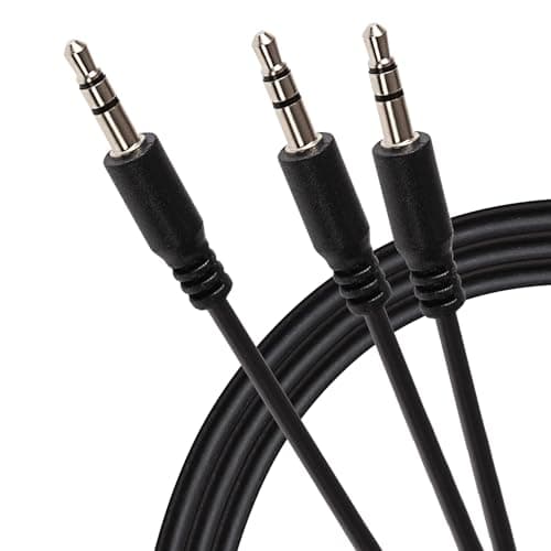 Image of Maplin 3.5mm Aux Stereo 3 Pole TRS Jack Plug to Twin 3.5mm 3 Pole TRS Jack Plug 2m