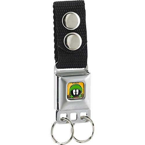 Image of Buckle Down Men's Keychain-Marvin The Martian Pose/Stars Full Color Yellows Key Chain, Multi, One Size