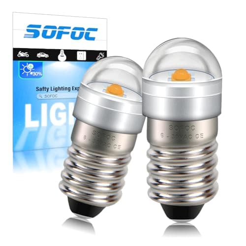 Image of SOFOC E10 LED Torch Bulb 6-30V AC/DC 3000K Warm White Decorative Light DIY Indicator Lamp Outdoor/Bicycle Headlamp Penlight for Maintenance 2Pcs