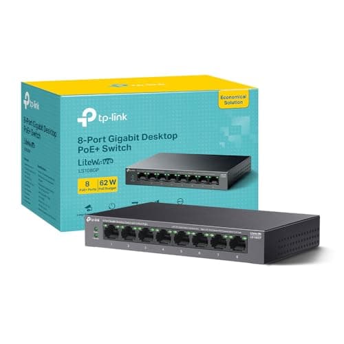 Image of TP-Link LS108GP 8 Port Full Gigabit PoE+ Switch, Network Switch, Power Saving, Plug & Play, Metal Case, Ethernet Switch, 802.3af/at 30W, 62W Total Budget, Ethernet Splitter, Silent Operation