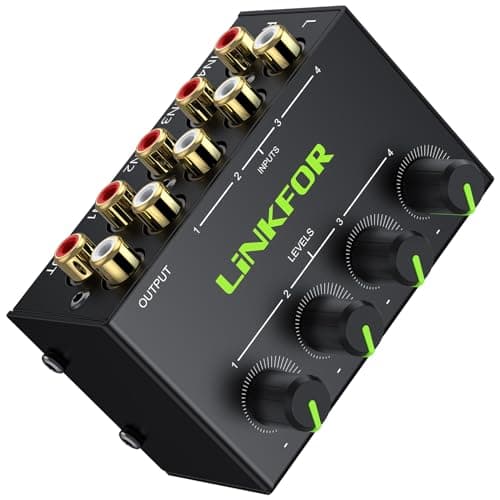 Image of LiNKFOR RCA Audio Mixer 4 Channel - CX400 Metal Shell Support RCA Input and Output Mini Passive Stereo Mixer with Separate Volume Controls