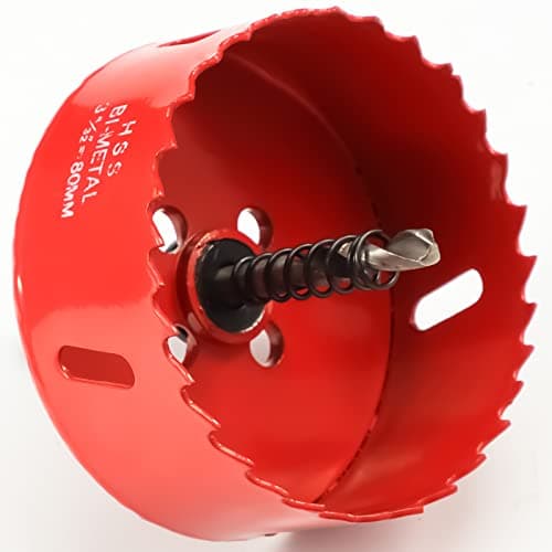 Image of Hole Saw 80 mm, Bi-Metal Cutting Depth HSS M 42 Hole Cutter for Cutting Plastic, Drywall, Plasterboard and Soft Metal Sheet