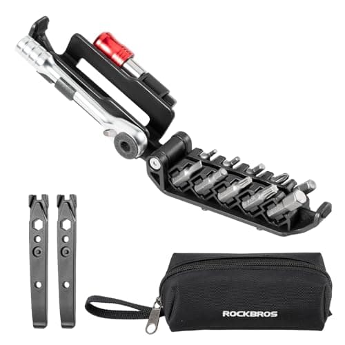 Image of ROCKBROS 10-in-1 Multifunctional Bike Tool with Ratchet Wrench Tire Lever Lightweight Compact & Lightweight, Repair Tool Kit for Road, MTBs, E-Bikes