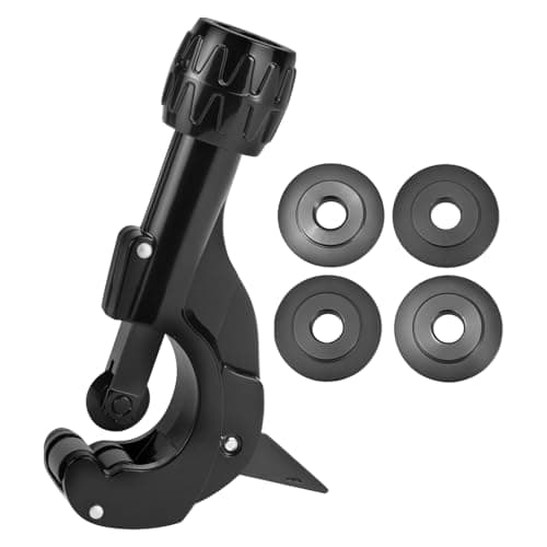 Image of QWORK® Pipe Cutter, Adjustable Tube Cutter 3-35mm, Copper Plumbing Cutting Tool with 3 Spare Wheels