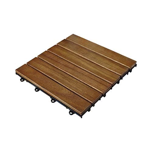 Image of Daniel James Products Acacia Wood Deck Tiles - Easy Fit Wooden Click Decking Tiles - Hardwood Patio Garden Outdoor Balcony