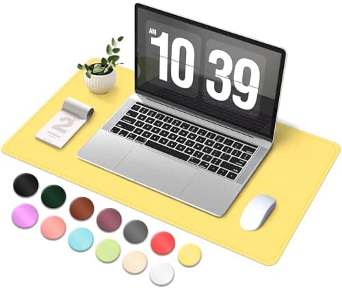 Image of BLESWIN Desk Pad, Suede & Leather Desk Pad, Non-Slip Mouse and Keyboard Mat, Waterproof Desk Desktop Mats for Writing, Large Computer Mats for Office Home Decor (Yellow, 60x34cm)