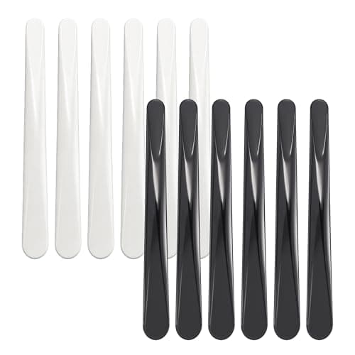 Image of Desenda 12 PCS Cosmetic Spatula Plastic Makeup Spatula Facial Cream Spoon for Makeup Jars, Eye Creams, Chapsticks, Black, White