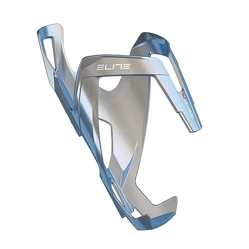 Image of Elite Vico Glam Bottle Cage Metal Grey White Graphic – Fibre-Reinforced Bike Bottle Holder with Iridescent Metallic Finish 29g – For Road Bike, MTB & Gravel Cycling