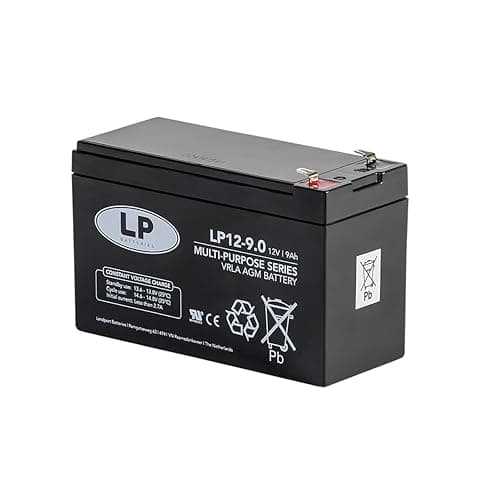 Image of LP Batteries LP12-9 12V 9Ah Sealed Lead Acid Battery – AGM VRLA Rechargeable, Maintenance Free Suitable for Portable Power Packs (T1 Terminals)