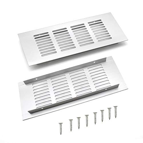 Image of WJUAN 2 Pcs Air Vent Grille Cover, 200 mm Black Square Aluminum Alloy Black Vent Cover for Cupboard Wardrobe Ventilation (Silver)