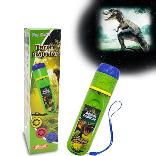 Image of Pup Go Dinosaur Torch and Projector for Kids Ages 3+, Ideal Christmas Stocking Fillers Gifts for Boys, 3 Discs 24 Images, Cool Educational Dinosaur Toys, Kids Torch Toy Night Light