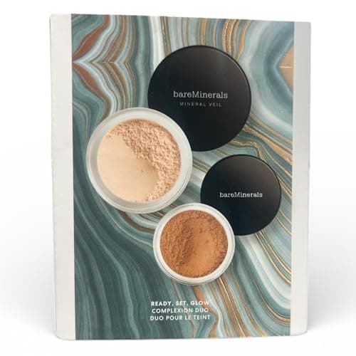 Image of bareMinerals Ready, Set, Glow Complexion Duo, Original Mineral Veil Loose Setting Powder and Warmth All Over Face Color Bronzer, Full Size