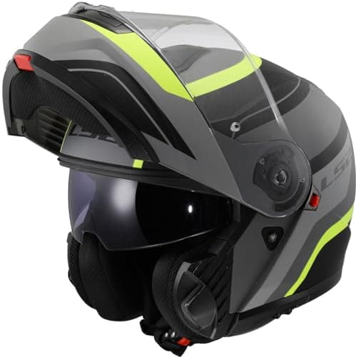 Image of LS2, Strobe II Monza Modular Motorcycle Helmet Matt Black H-V Yellow, M