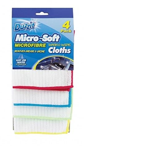 Image of Duzzit Microfibre Micro-Soft Wash Wipe Cloths 4 Pack Removes Grease & Grime
