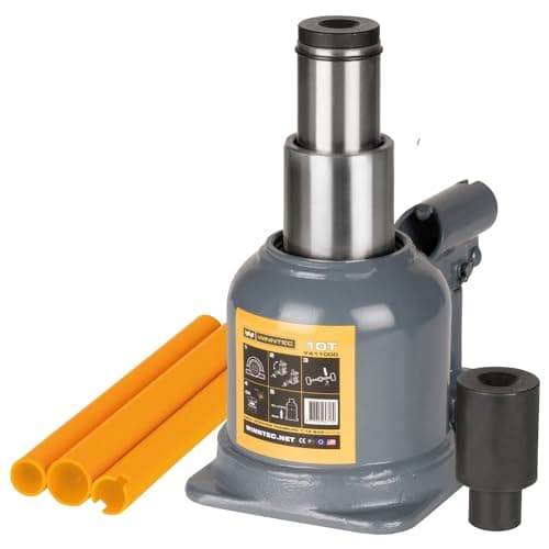 Image of WINNTEC 10 Ton Low-Profile Hydraulic Bottle Jack 120-260mm Lifting 45mm & 6mm Screw Extensions