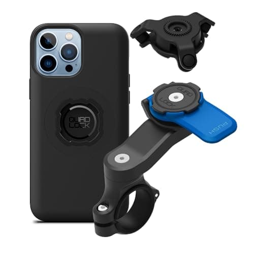 Image of Quad Lock Motorcycle Handlebar Phone Mount Kit with Vibration Dampener and iPhone 13 Pro Max MAG Case