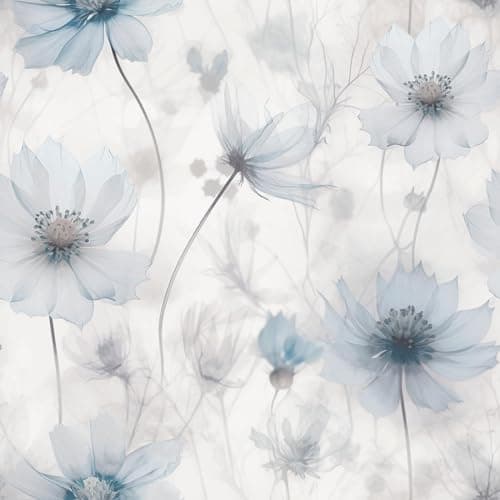 Image of Muriva Lissa Flowers Subtle Matte Tone Floral Themed Romantic Wallpaper for Living Room, Hallway, Feature Walls - Blue 215502